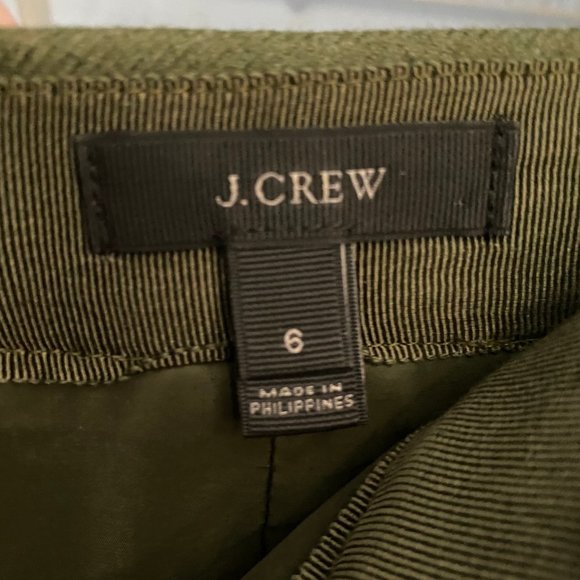 J Crew Wool Moto Zip Front Mini Skirt Hunter Army Green Zip Pocket High Waist 6 - Picture 3 of 3